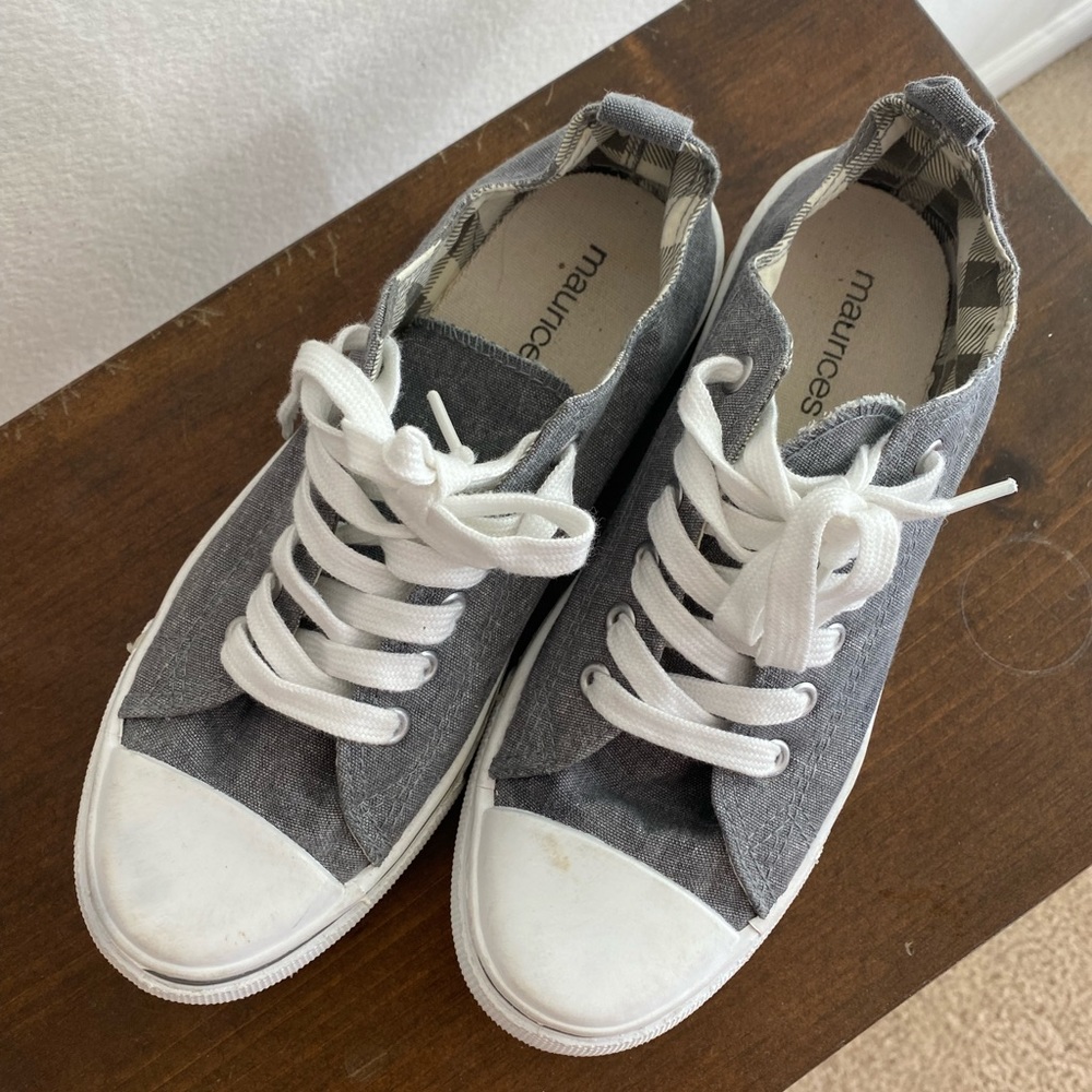 Maurice’s Chuck gray and white shoes size 7.